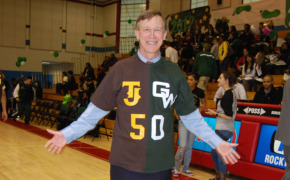 Mayor Hickenlooper helps celebrate TJ and GW's 50th.  photo by Rebecca Holt
