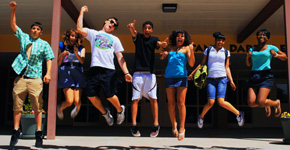 TJ students jump for joy as they leave TJ and begin their well-earned summer celebrations. Photo by Anna Becker